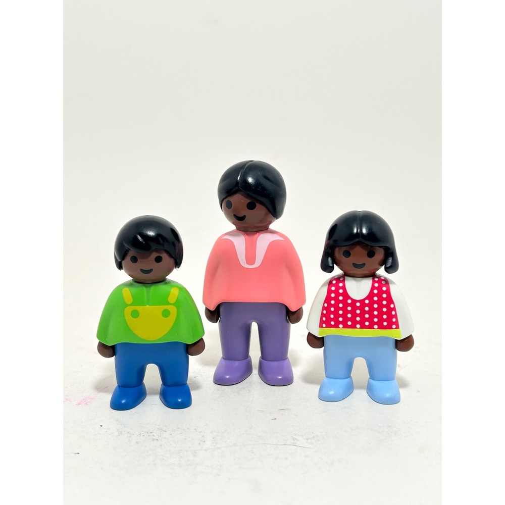 Playmobil 1.2.3 Family Figures Set Mother‎ Boy Girl African American 3pc Toy Lot